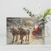  Sinterklaas Sleigh Sneeuw Vrolijk Kerstfeest Feestdagenkaart (Staand voorkant)