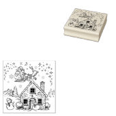 Sinterklaas, sneeuwman ,en rendier rubberstempel (Gestempeld)