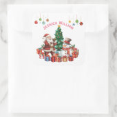 Sinterklaas, Sneeuwman Feestelijke Kerstvakantie Vierkante Sticker (Tas)