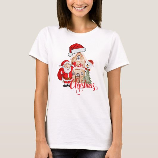 Sinterklaas, Sneeuwman & Gingerbread House Classic T-shirt (Voorkant)