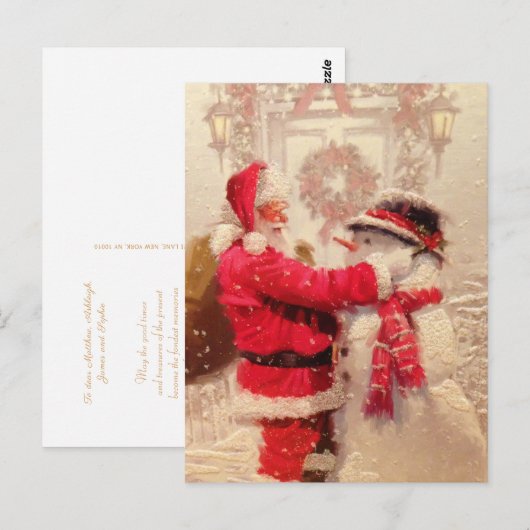  Sinterklaas Sneeuwman Kerstmis Gepersonaliseerd Briefkaart (Voorkant / Achterkant)