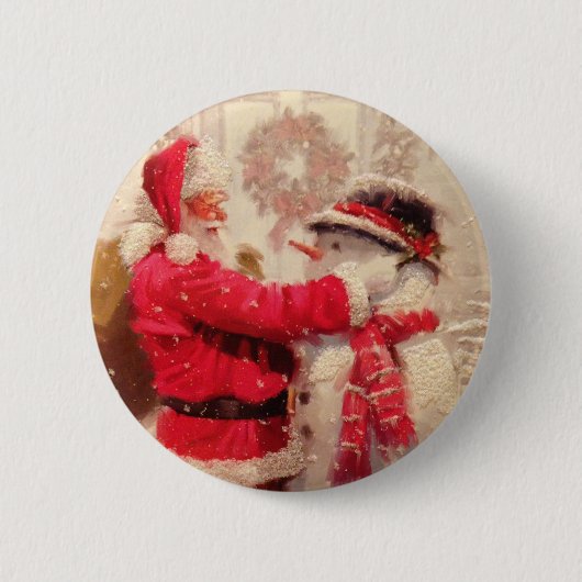 Sinterklaas Sneeuwman Winterkerst Ronde Button 5,7 Cm (Voorkant)