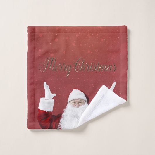 Sinterklaas, Snowflakes, rood Bad Handdoek (Wasdoekje)