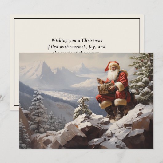  Sinterklaas Snowy Mountain Vrolijk Kerstfeest Feestdagenkaart (Voorkant / Achterkant)