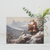 Sinterklaas Snowy Mountain Vrolijk Kerstfeest Feestdagenkaart (Staand voorkant)