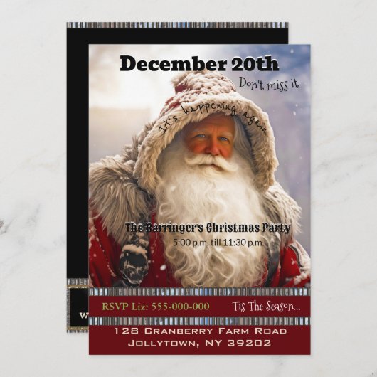 Sinterklaas Snowy Trail Kerstfeest uitnodiging (Voorkant / Achterkant)