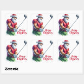 Sinterklaas speelt golf tijdens de feestdagen vierkante sticker (Vel)