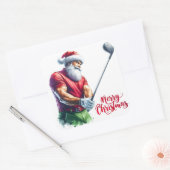 Sinterklaas speelt golf tijdens de feestdagen vierkante sticker (Envelop)