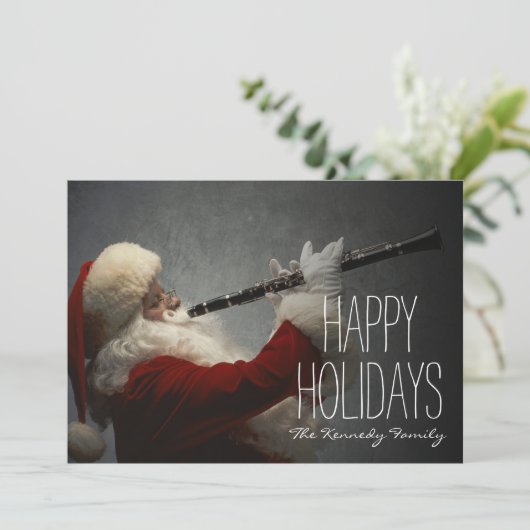 Sinterklaas speelt klarinet feestdagenkaart (Staand voorkant)