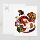 Sinterklaas speelt met de trein feestdagenkaart (Voorkant / Achterkant)