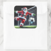 Sinterklaas speelt voetbal in een winterwonderland vierkante sticker (Tas)