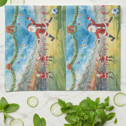 Sinterklaas speelt voetbalkerst theedoek (Gevouwen)