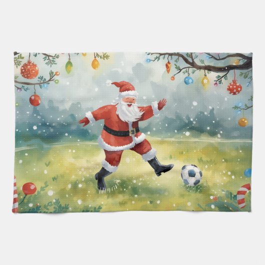 Sinterklaas speelt voetbalkerst theedoek (Horizontaal)