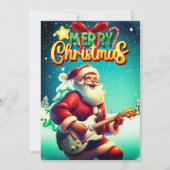Sinterklaas Spelen Gitaar  Vrolijk Kerstfeest Feestdagenkaart (Voorkant)