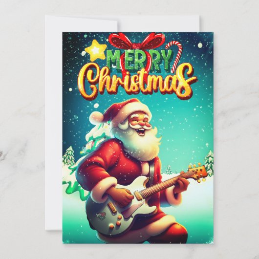 Sinterklaas Spelen Gitaar Vrolijk Kerstfeest Feestdagenkaart (Voorkant)