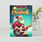 Sinterklaas Spelen Gitaar  Vrolijk Kerstfeest Feestdagenkaart (Staand voorkant)