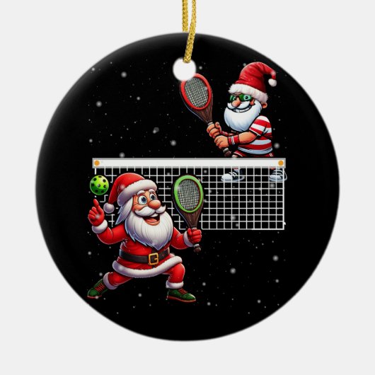 Sinterklaas Spelen Pickleball Lover Merry Kerstmis Keramisch Ornament (Voorkant)