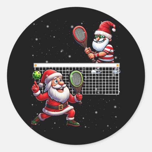 Sinterklaas Spelen Pickleball Lover Merry Kerstmis Ronde Sticker (Voorkant)