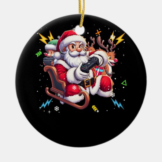 Sinterklaas Spelen Spel Kerstmis Gamer Video Gam Keramisch Ornament (Voorkant)