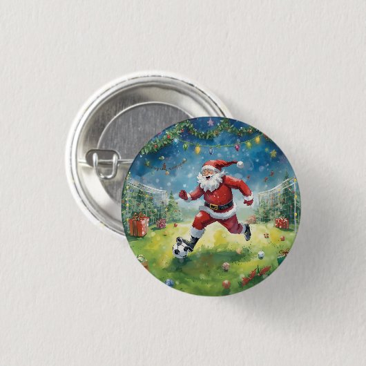Sinterklaas spelen Voetbal Kerst veld Ronde Button 3,2 Cm (Voorkant /achterkant)