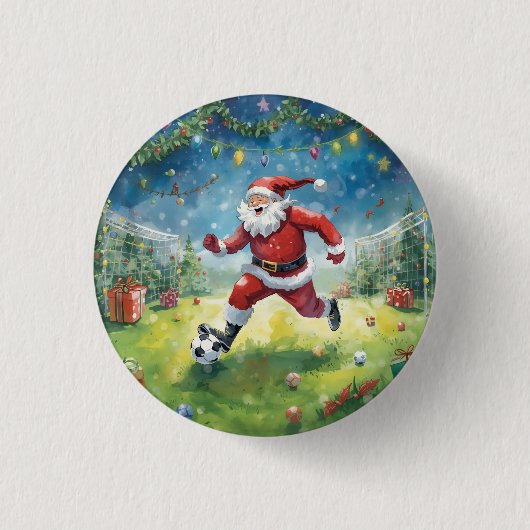 Sinterklaas spelen Voetbal Kerst veld Ronde Button 3,2 Cm (Voorkant)