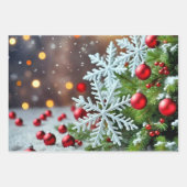 Sinterklaas staat vrolijk in een besneeuwd taferee inpakpapier vel (Voorkant 2)