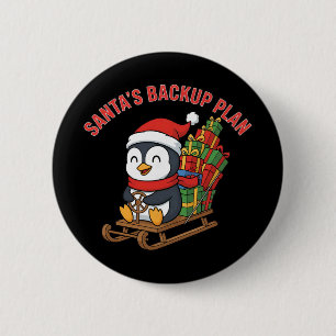 Sinterklaas' Stomme Plan Cute Pinguïn Kerstontwerp Ronde Button 5,7 Cm