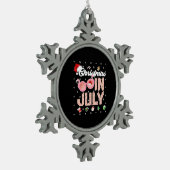 Sinterklaas Surfen Hawaïaanse Kerstmis in juli Tin Sneeuwvlok Ornament (Links)