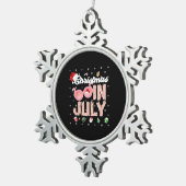 Sinterklaas Surfen Hawaïaanse Kerstmis in juli Tin Sneeuwvlok Ornament (Rechts)