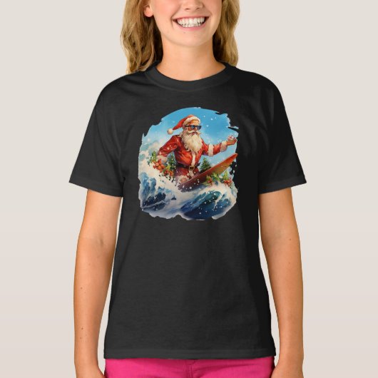 Sinterklaas Surfen Shredding Waves Meisjes T-shirt (Voorkant)