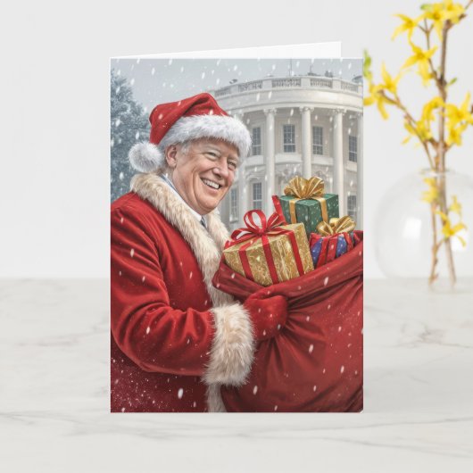 Sinterklaas Trump met geschenktas Kaart (Gele Bloem)