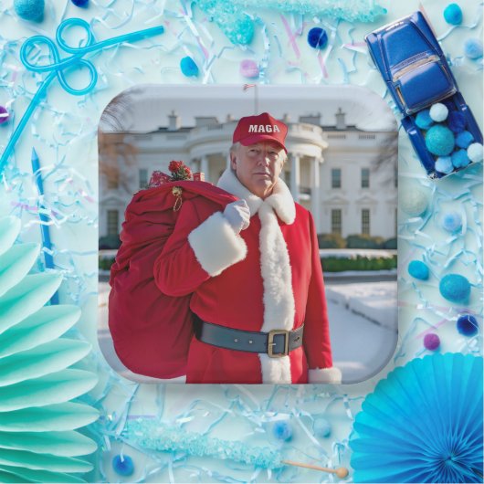 Sinterklaas Trump met MAGA-Pet Papieren Bordje (Feest)