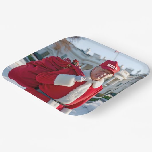 Sinterklaas Trump met MAGA-Pet Papieren Bordje (Gebogen)