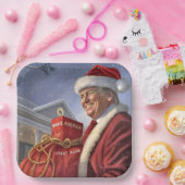 Sinterklaas Trump met MAGA Red Sack Papieren Bordje (Feest)