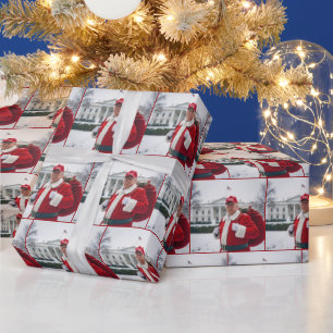 Sinterklaas Trump met rode geschenkzak Cadeaupapier