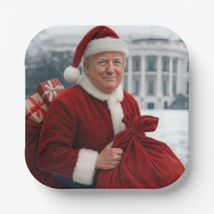 Sinterklaas Trump met rode geschenkzak Papieren Bordje