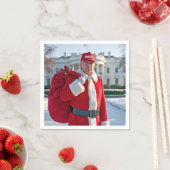 Sinterklaas Trump met rode geschenkzak Servet (Insitu)