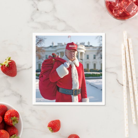 Sinterklaas Trump met rode geschenkzak Servet (Insitu)