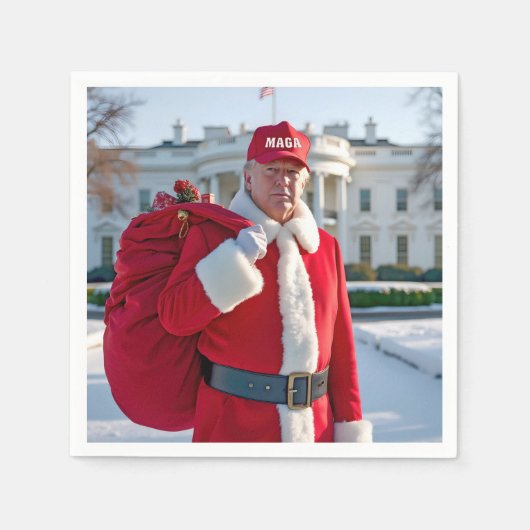 Sinterklaas Trump met rode geschenkzak Servet (Voorkant)