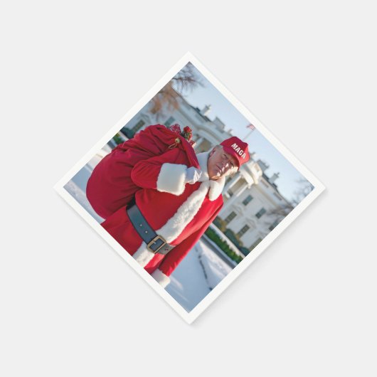 Sinterklaas Trump met rode geschenkzak Servet (Hoek)