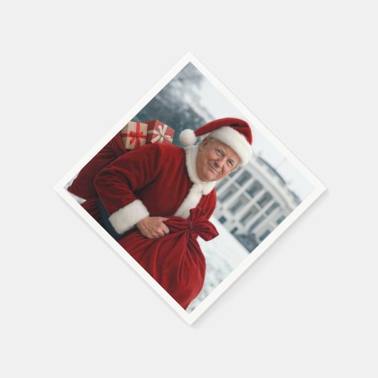 Sinterklaas Trump met rode geschenkzak Servet (Hoek)