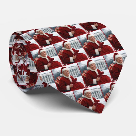 Sinterklaas Trump met rode geschenkzak Stropdas (Opgerold)