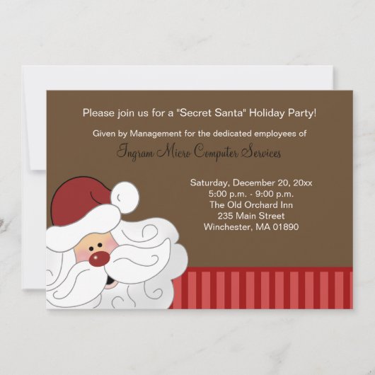 Sinterklaas Uitnodiging 2-zijdige Vakantie Party K (Voorkant)