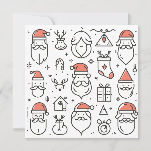 Sinterklaas Vader Kerstcadeaus Line Art Feestdagenkaart (Voorkant)