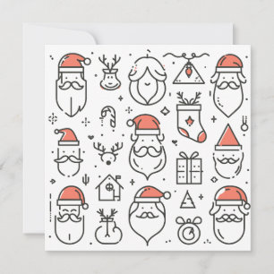 Sinterklaas Vader Kerstcadeaus Line Art Feestdagenkaart