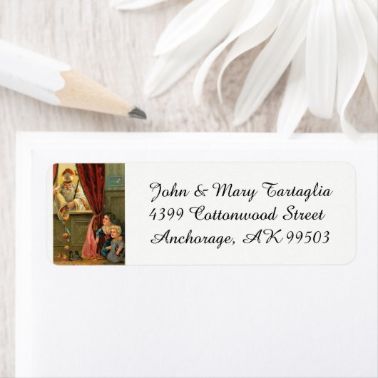 Sinterklaas van Myra met kinderen Etiket (Insitu)