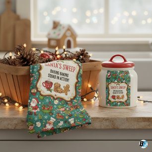 Sinterklaas' Veeg Backteam Elf Rendier Kerstmis Theedoek