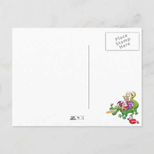 Sinterklaas veranderde zijn rendier voor een draak feestdagenkaart (Achterkant)