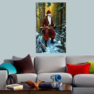Sinterklaas verloren in het bos   AI Art Poster