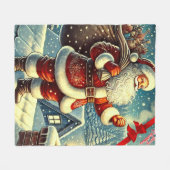 Sinterklaas Vintage Vrolijk Kerstfeest Fleece Deken (Voorkant (Horizontaal))